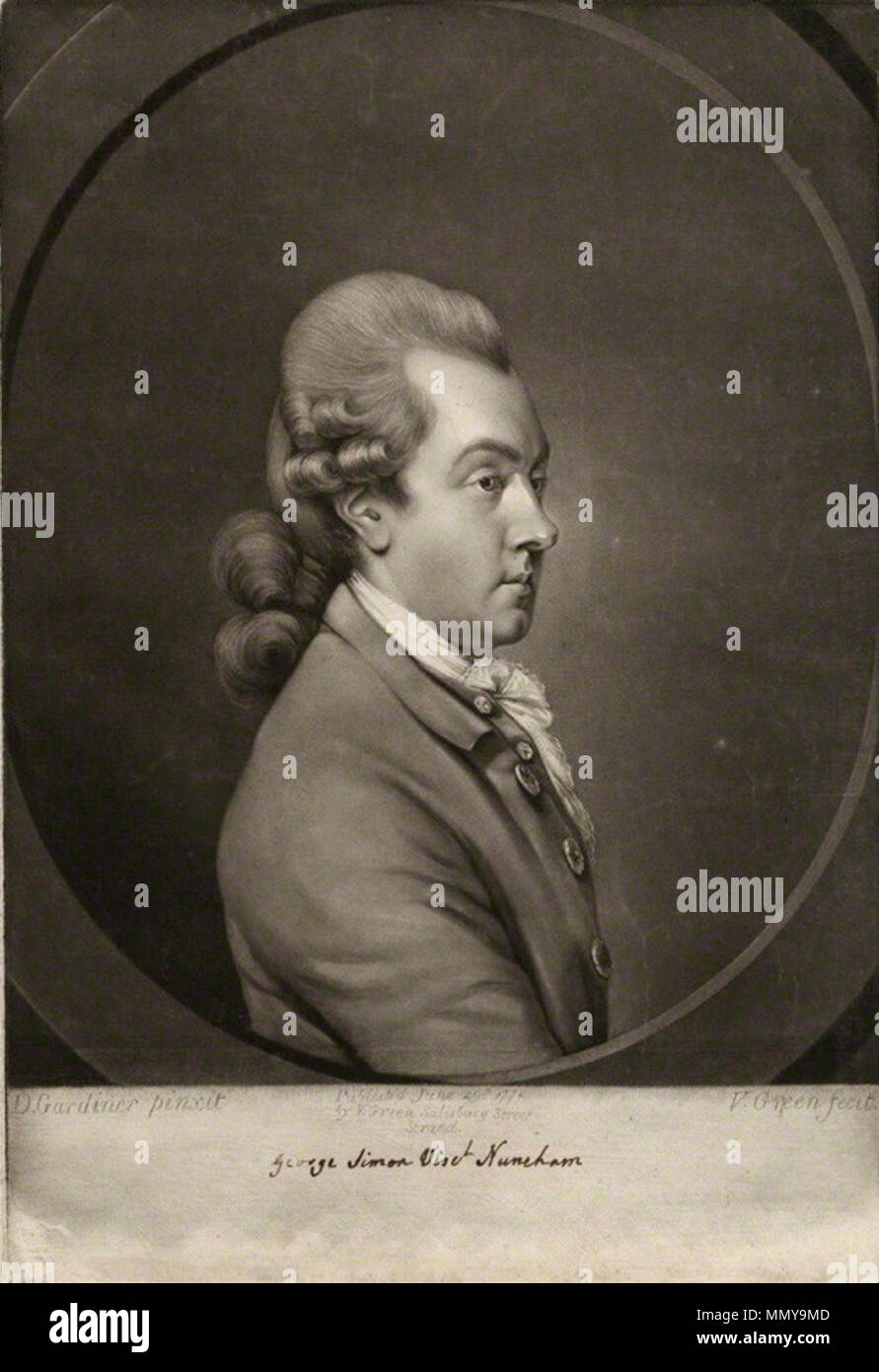 George Simon Harcourt, 2. Earl Harcourt. 1772. Grün, nach Gardner - 2. Earl Harcourt Stockfoto