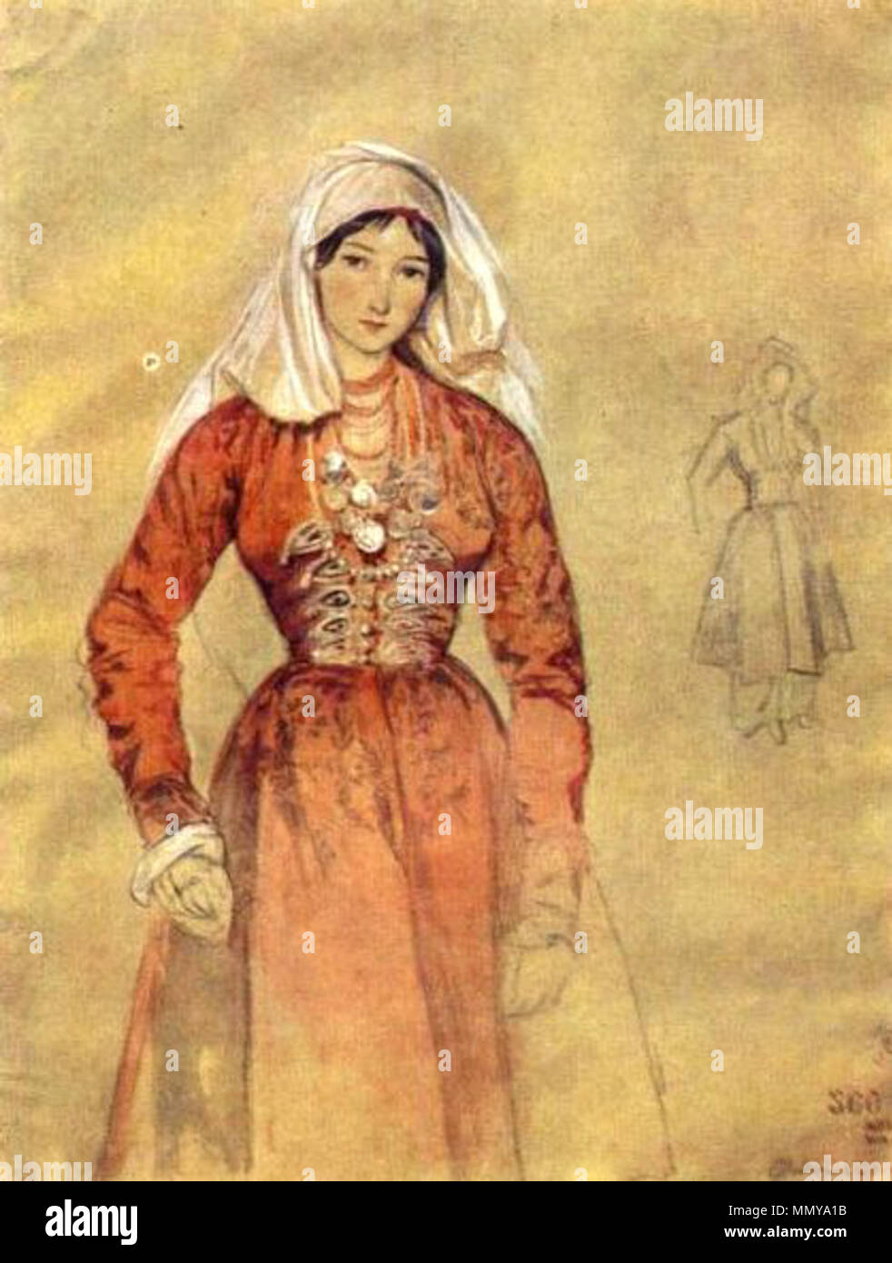 . ქართული: პორტრეტი Englisch: Kosaken Frauen???????:?????? ???? Von 1810 bis 1893. Grigorij Gagarin. Portrait von Kosaken Frauen Stockfoto