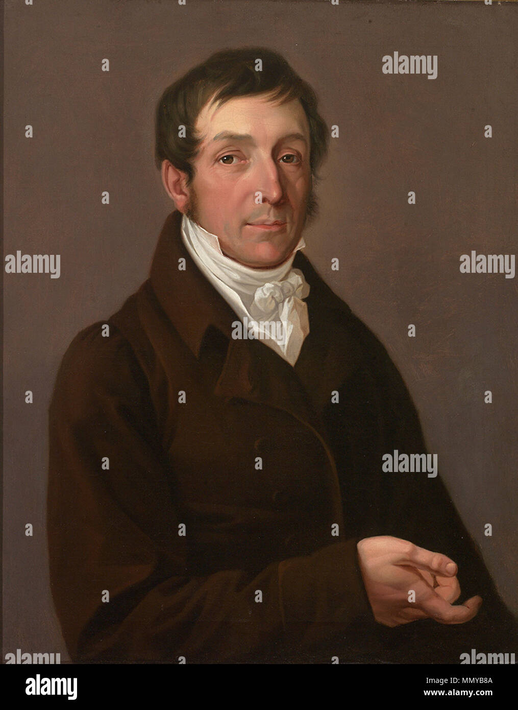 . Porträts des Bankiers Conrad Thieme und seiner Gattin Johanna Dorothea. Öl auf Leinwand. 70,5 x 56 cm. Monogrammiert und datiert von 1820. . Siehe Beschreibung. Gustav Adolf Henning Portrait Thieme Conrad Stockfoto