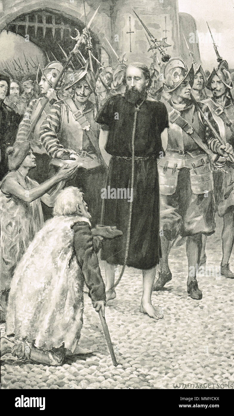 George Wishart, evangelischen Märtyrer, zu seiner Hinrichtung, St Andrews, Fife, Schottland, 1. März 1546 Led Stockfoto