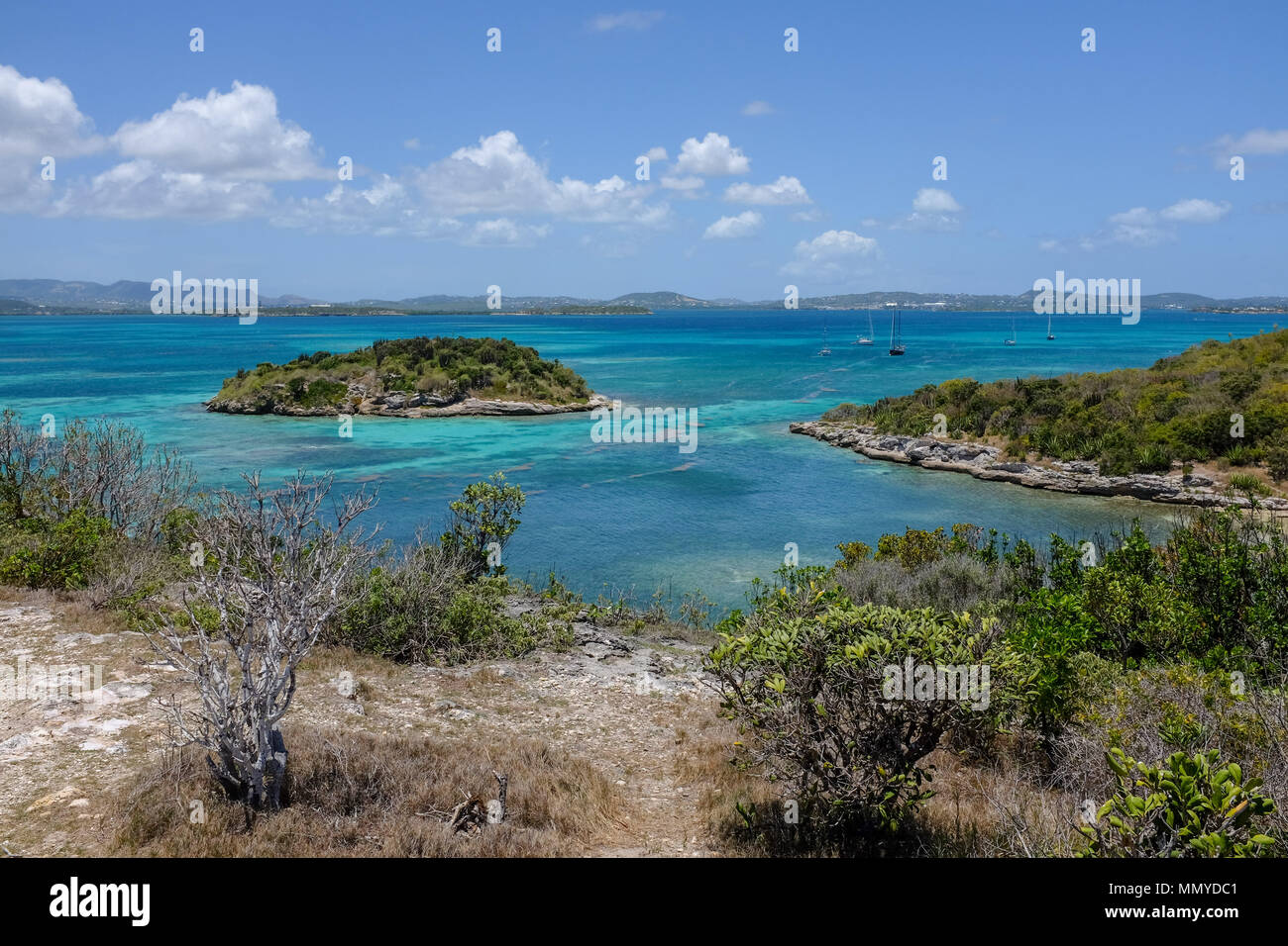 Antigua Inseln der Kleinen Antillen in der Karibik West Indies - Great Bird Island ist eine kleine Insel fast drei Kilometer entfernt liegt nord-östlich von Antigua M Stockfoto