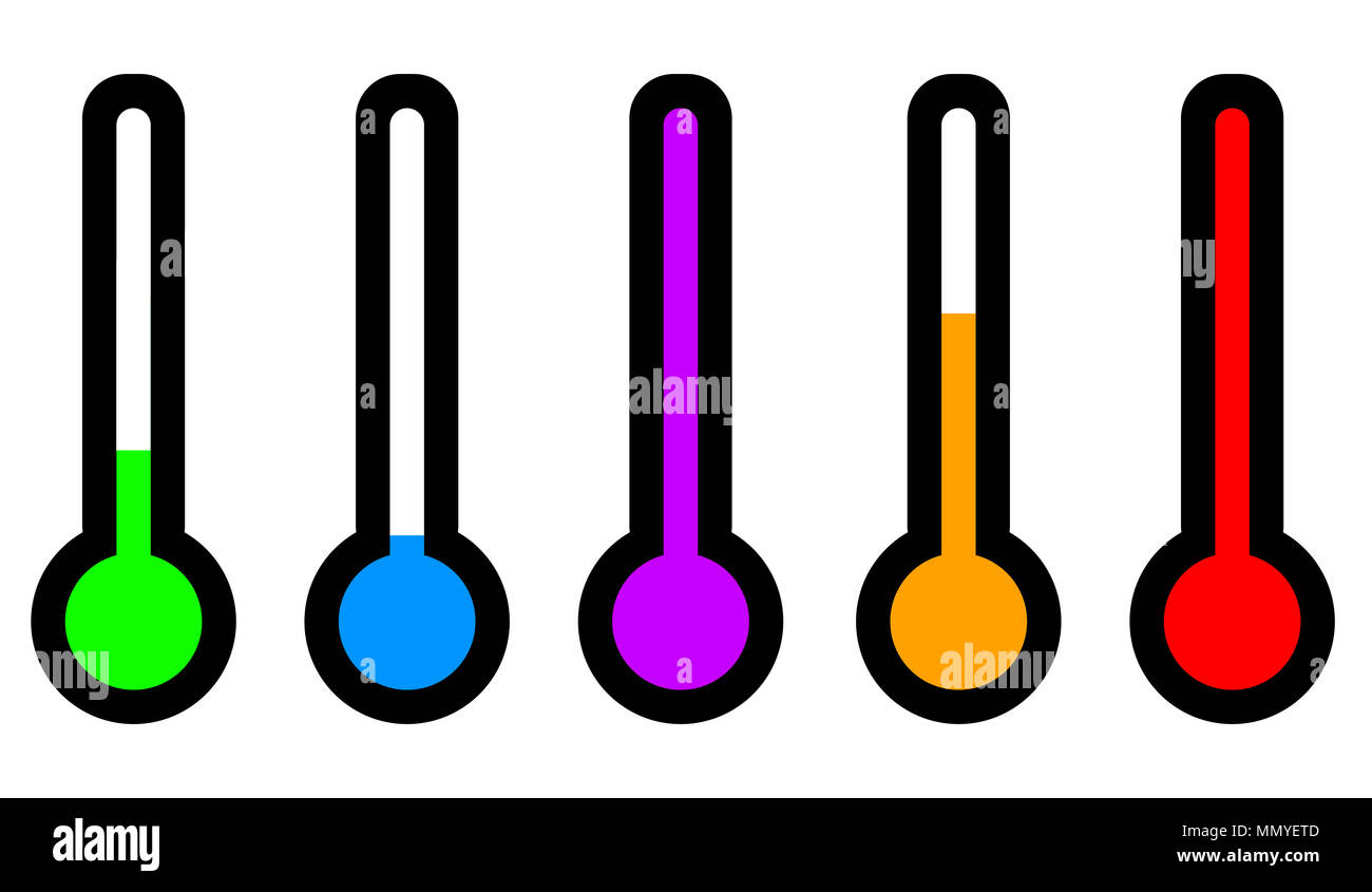 Einfache Thermometer Set von Symbol in Farben Stockfoto