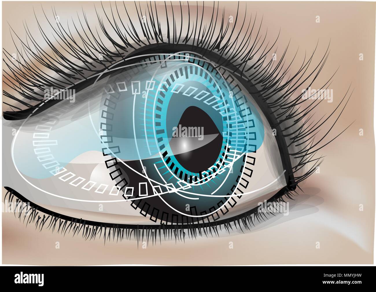 Bionische Auge. Abstrakte menschliche Auge mit digitalen Symbole Stock Vektor