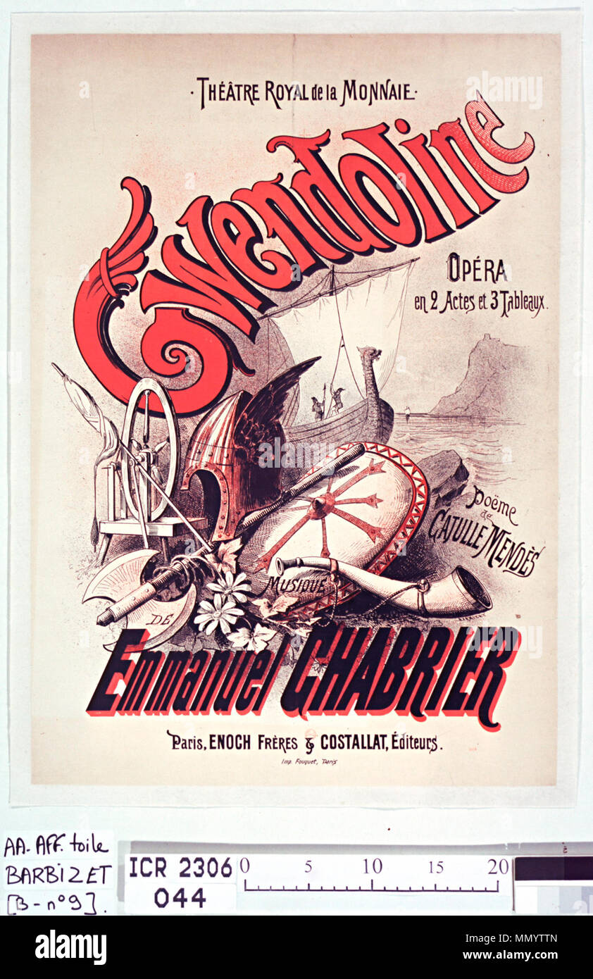. Français: Affiche de l'Opéra Gwendoline (musiqueːEmmanuel Chabrier, Poème de Catulle Mendès), Théatre Royal de la Monnaie, Brüssel, 1886 (Premiere). . 1886. Antoine Barbizet (1821 - 1866) Beschreibung französische Zeichner und Lithograf Datum der Geburt / Tod vom 5. März 1821 vom 23. Januar 1866 Ort der Geburt / Todes Chalon-sur-Saône Paris Authority control: Q 25901084 29801555 Gwendolineaffiche VIAF:? Stockfoto . Français: Affiche de l'Opéra Gwendoline (musiqueːEmmanuel Chabrier, Poème de Catulle Mendès), Théatre Royal de la Monnaie, Brüssel, 1886 (Premiere). . 1886. Antoine Barbizet (1821 - 1866) Beschreibung französische Zeichner und Lithograf Datum der Geburt / Tod vom 5. März 1821 vom 23. Januar 1866 Ort der Geburt / Todes Chalon-sur-Saône Paris Authority control: Q 25901084 29801555 Gwendolineaffiche VIAF:? Stockfoto
