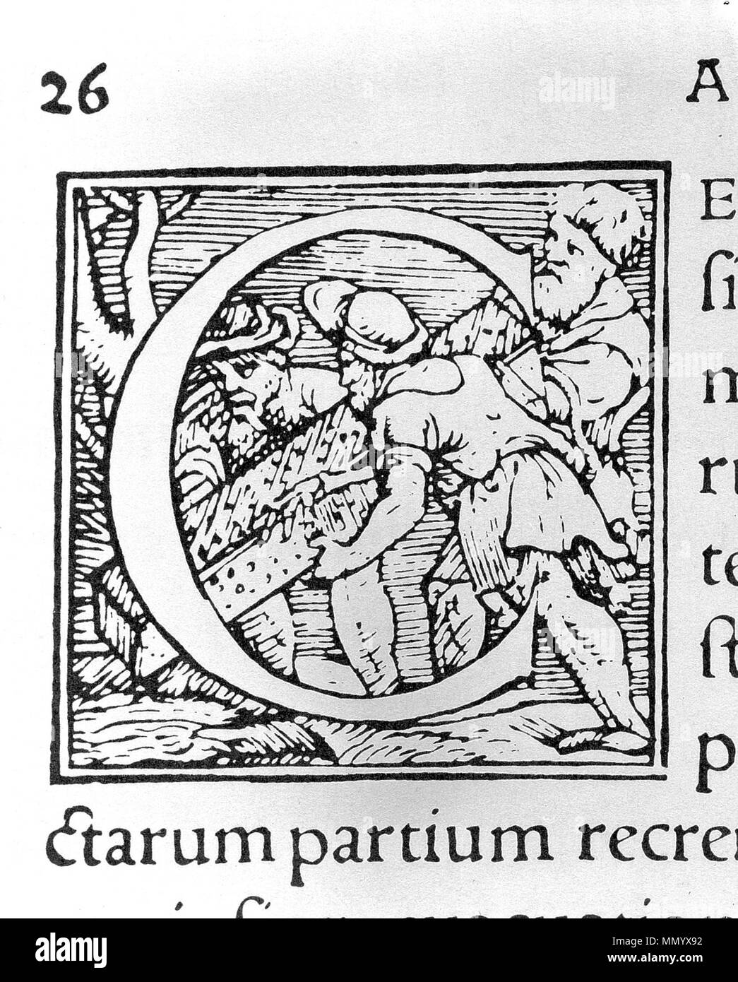 . Anfangsbuchstabe "C", Seite 26. Seltene Bücher A. Vesalius, De Humani Corporis Fabrica, 1543 A. Vesalius, De Humani Corporis Fabrica, 1543 Wellcome L 0028523 Stockfoto