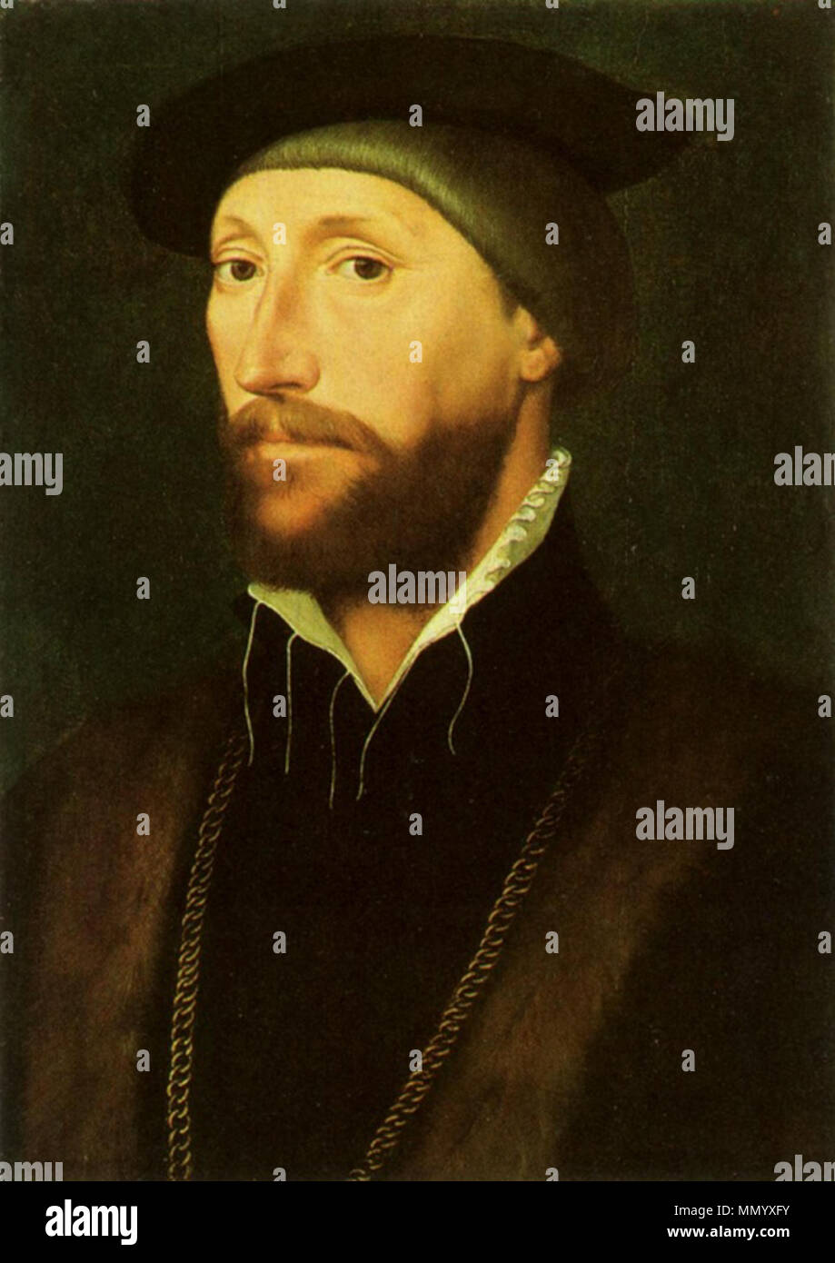 . Deutsch: Hans Holbein der Jüngere, Thomas Lestrange, 1536, Öl und Tempera auf Leinwand, 39,4 × 26,7 cm (Kimbell Art Museum, Fort Worth, Texas). . 1536. Hans Holbein der Jüngere - Thomas Lestrange (Kimbell Albert Museum) 3 Stockfoto