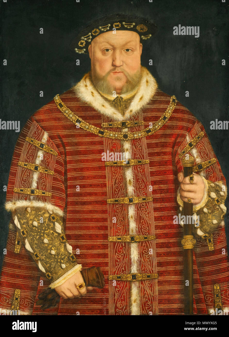 English: Porträt des Heinrich VIII. Englisch: Portrait von Heinrich VIII. von England. 1542. Hans Holbein der Jüngere Workshop Heinrich VIII. Stockfoto