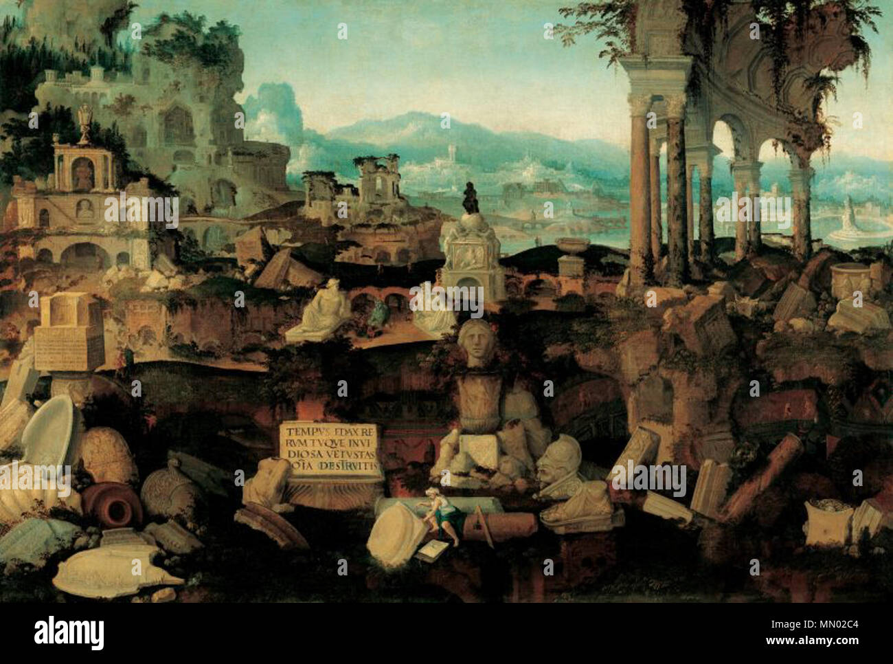 English : phantastischen Ruinenlandschaft. 1536. Herman Posthumus 001 Stockfoto