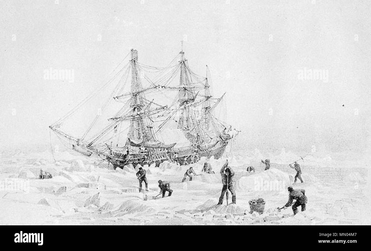 Vom Rücken 1836-37 Arctic Expedition. HMS Terror bis geworfen durch das Eis. Unbekannt nach George zurück (1796 - 1878) Alternative Namen Admiral Sir zurück Beschreibung British Naval Officer, Explorer und Künstler Geburtsdatum / Tod 6. November 1796 vom 23. Juni 1878 Ort der Geburt / Todes Stockport, Cheshire Portman Square, London Authority control: Q 282922 VIAF:?:? ISNI 76464117 0000 0001 2282 0796 ULAN:?? n 500076997 LCCN: 89613186 GND:? 119286203 WorldCat HMSTerrorThrownUpByIce Stockfoto