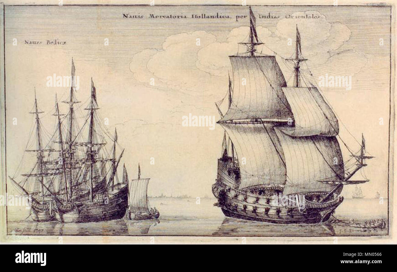 ? Eština: Holandská obchodní Lo? Hollar, Vaclav - Holandska obchodni Lod (1647) Stockfoto