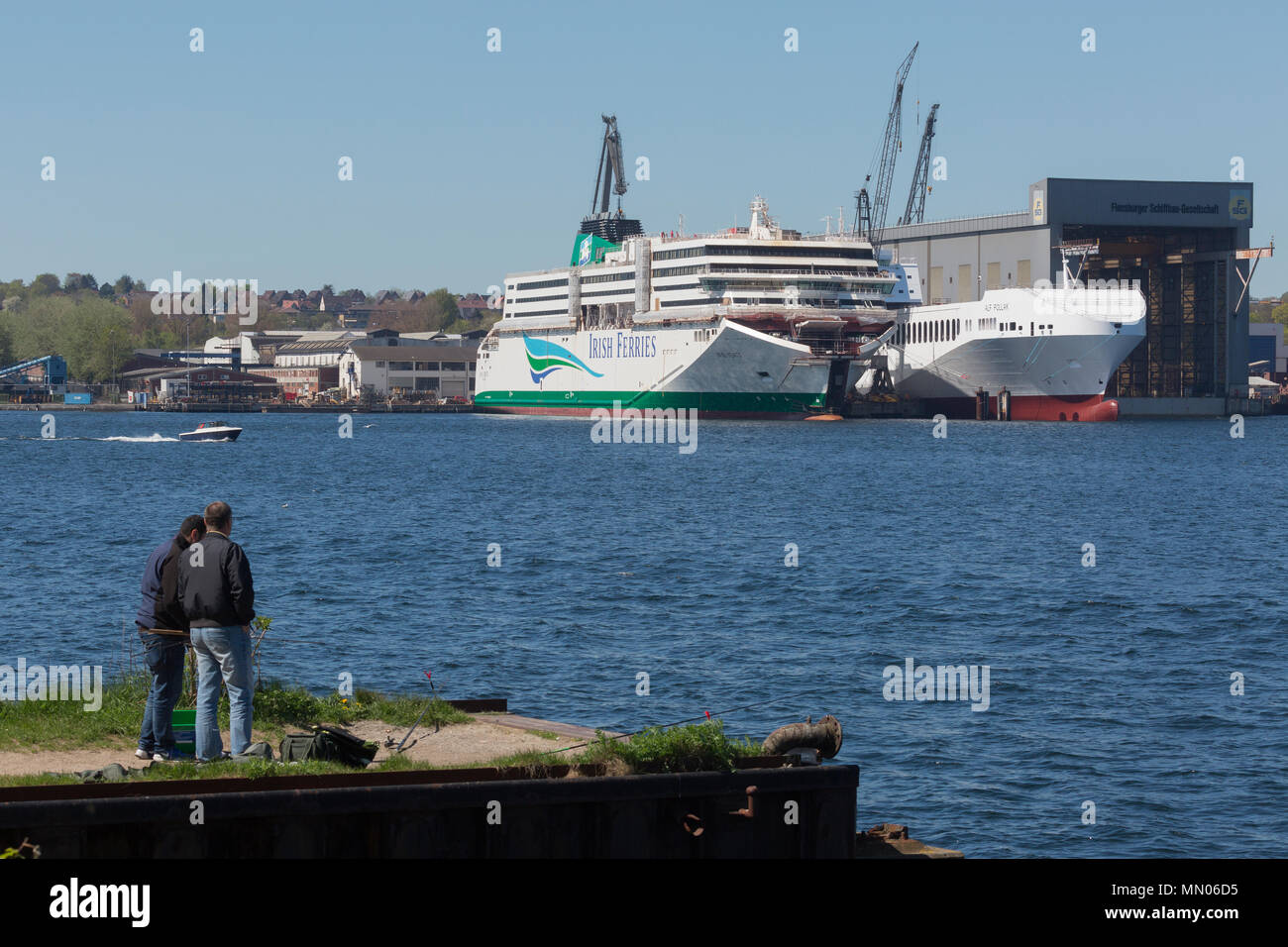IIrish Fähren Neubau W.B. Yeats im bilden bei der FSG Werft in Flensburg Stockfoto