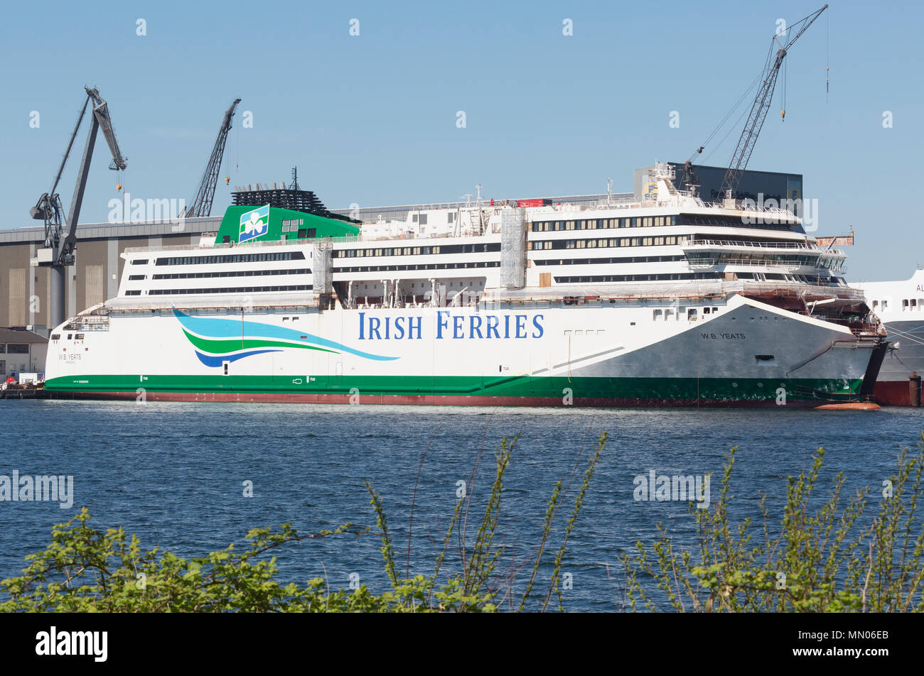 IIrish Fähren Neubau W.B. Yeats im bilden bei der FSG Werft in Flensburg Stockfoto