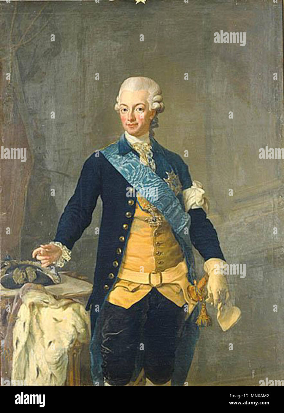 Porträt von Gustav III. von Schweden (1746-1792). 1777. Gustav III Schweden Stockfoto