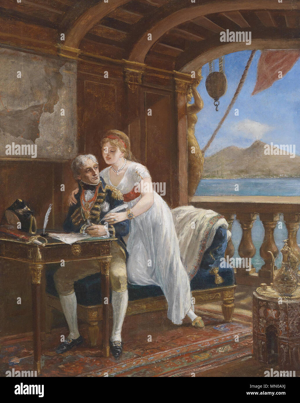 . Deutsch: Admiral Nelson und Lady Hamilton in Neapel. Die erste Hälfte des 19. Jahrhunderts. Anonyme Admiral Nelson und Lady Hamilton in Neapel Stockfoto