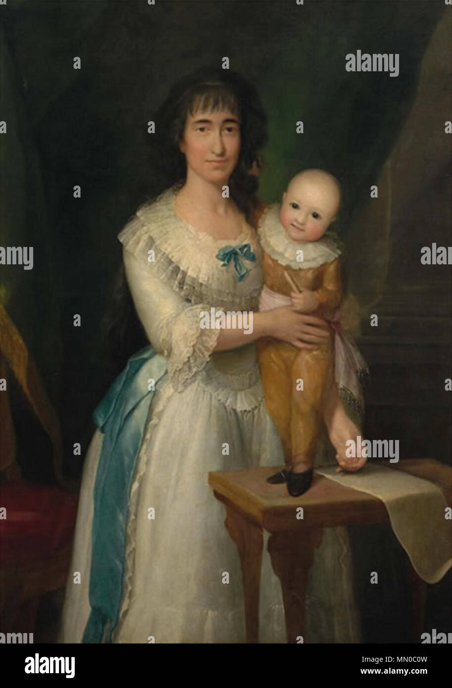 . Englisch: Porträt der Gräfin von Altamira und Ihr Sohn Vicente Isabel Español: Retrato de La Condesa de Altamira (María Ignacia Alvarez de Toledo) Con Su hijo. ca. 1778. Gräfin von Altamira und ihr Sohn von Esteve Stockfoto