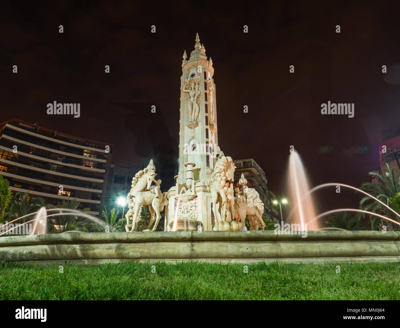 Von Alicante Nacht, Lucero Square, Spanien Stockfoto