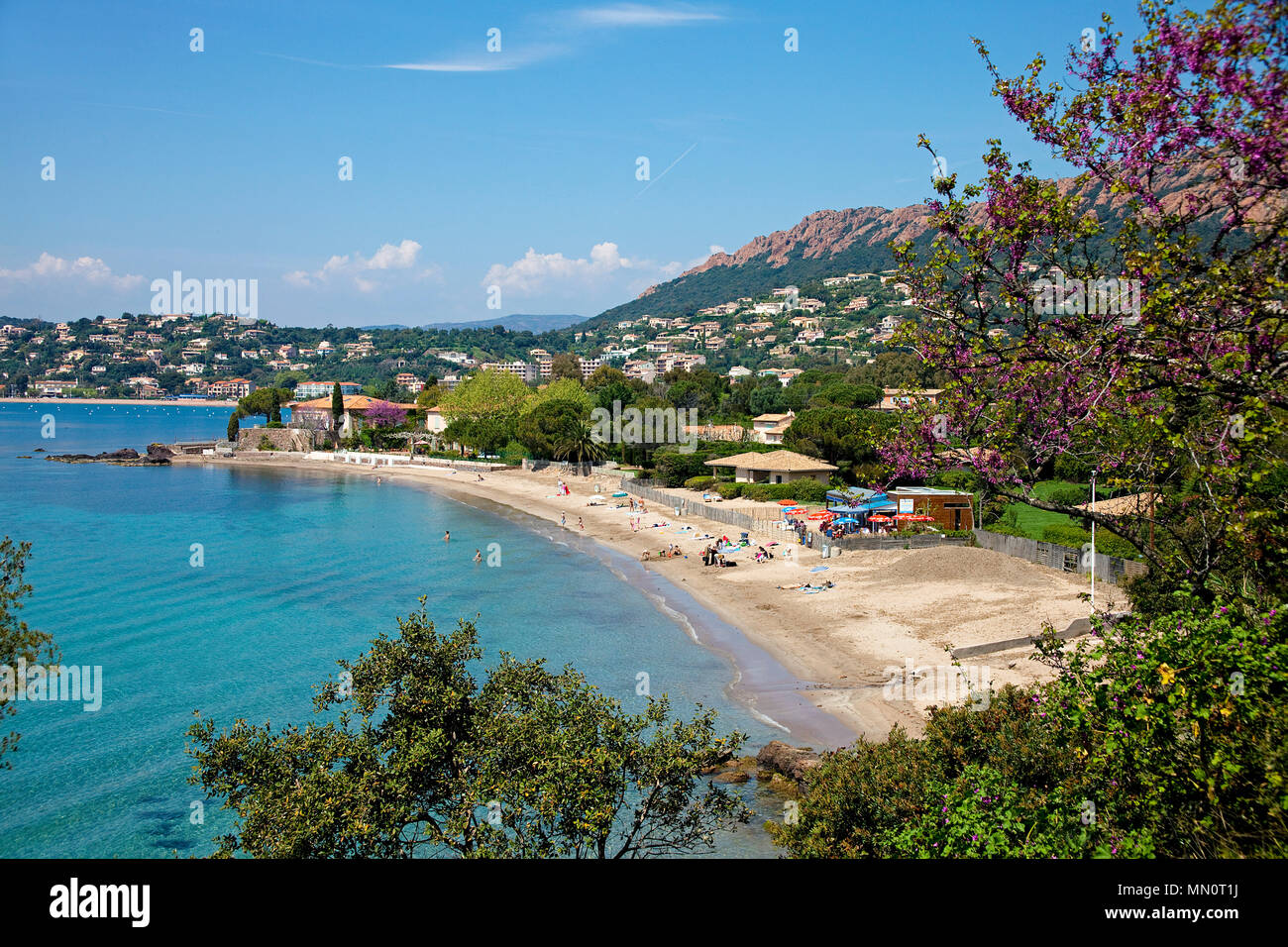 Strand von Agay, Nachbarschaft von Saint-Raphael, Cote d'Azur, Départements Var, Provence-Alpes-Côte d'Azur, Südfrankreich, Frankreich, Europa Stockfoto