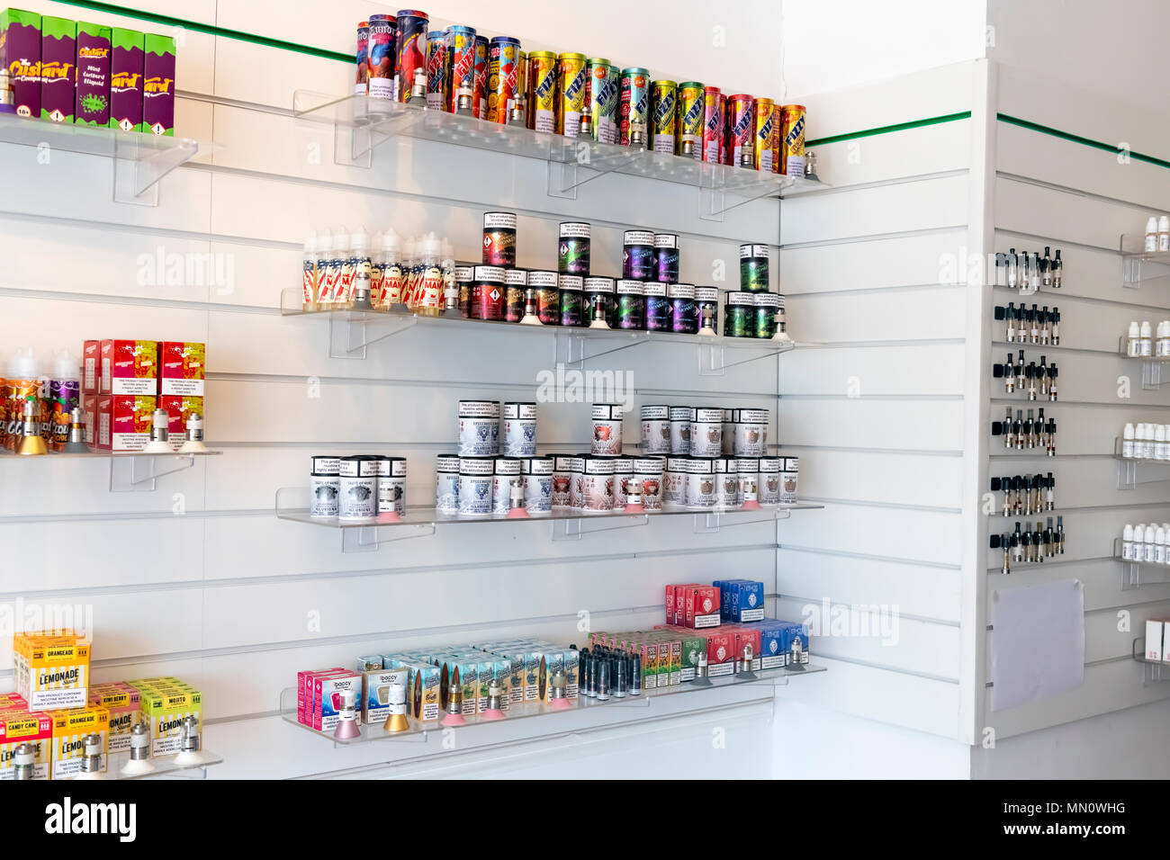 Innenraum der vape shop Rochester Stockfotografie