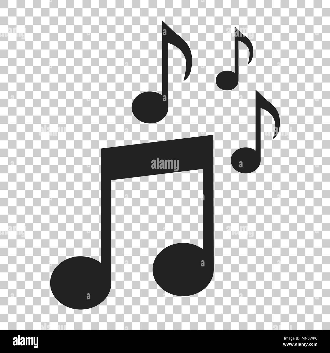 Symbol Musiknote im flachen Stil. Sound media Abbildung auf isolierte transparenten Hintergrund. Audio Hinweis Geschäftskonzept. Stock Vektor