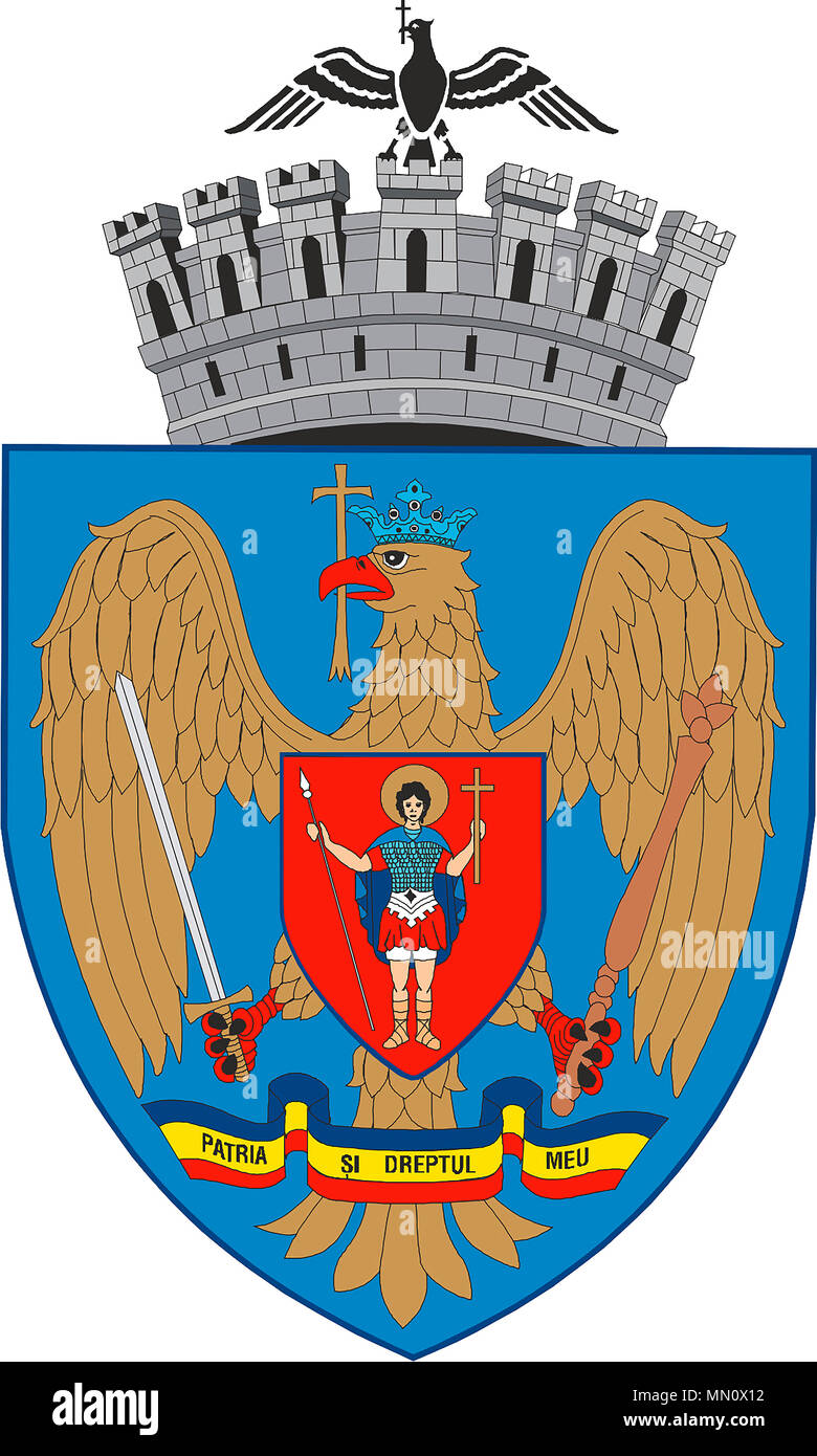 Wappen der rumänischen Hauptstadt Bukarest - Rumänien. Stockfoto