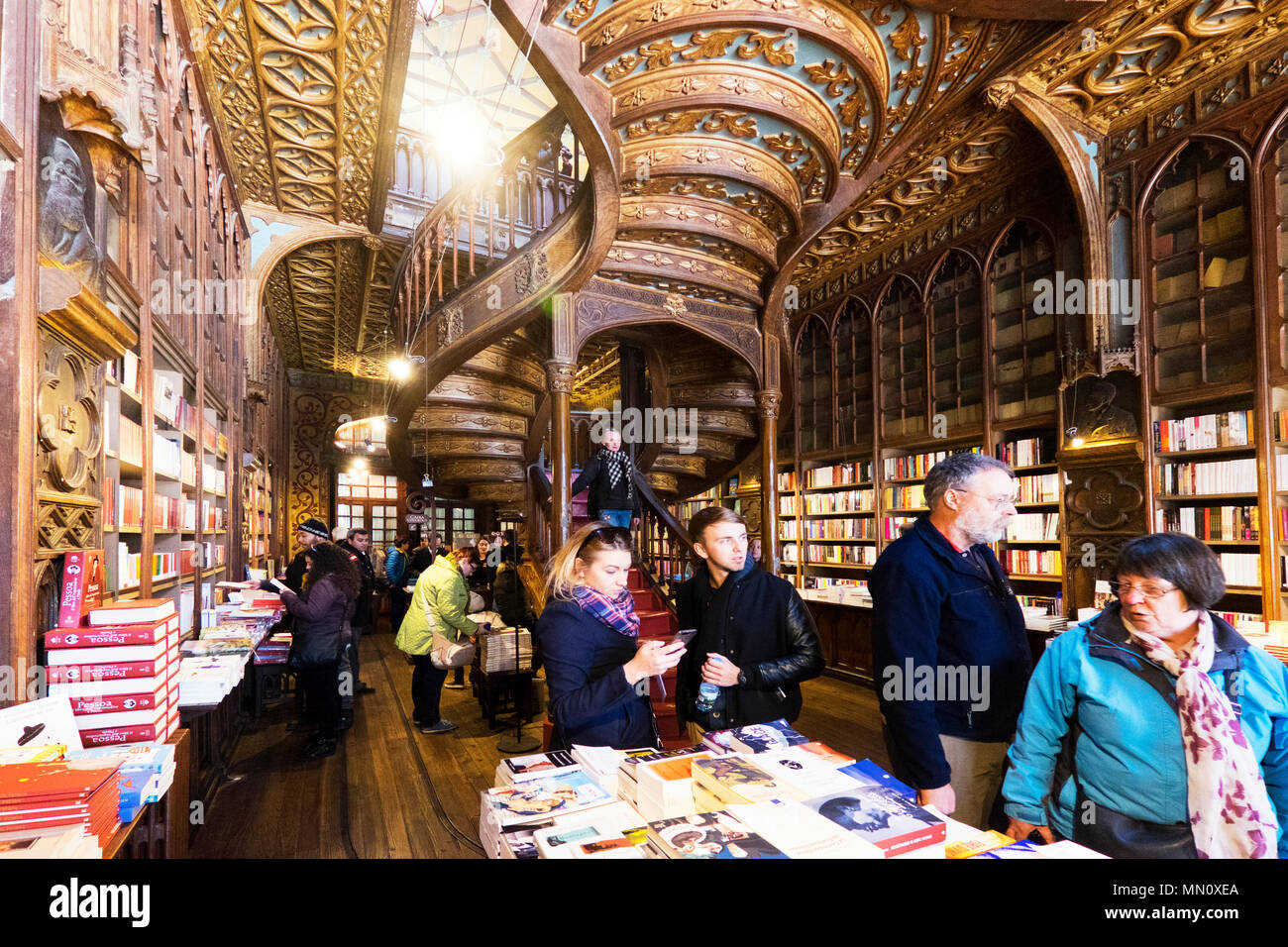 Buchhandlung Livraria Lello, Porto, Portugal Stockfoto