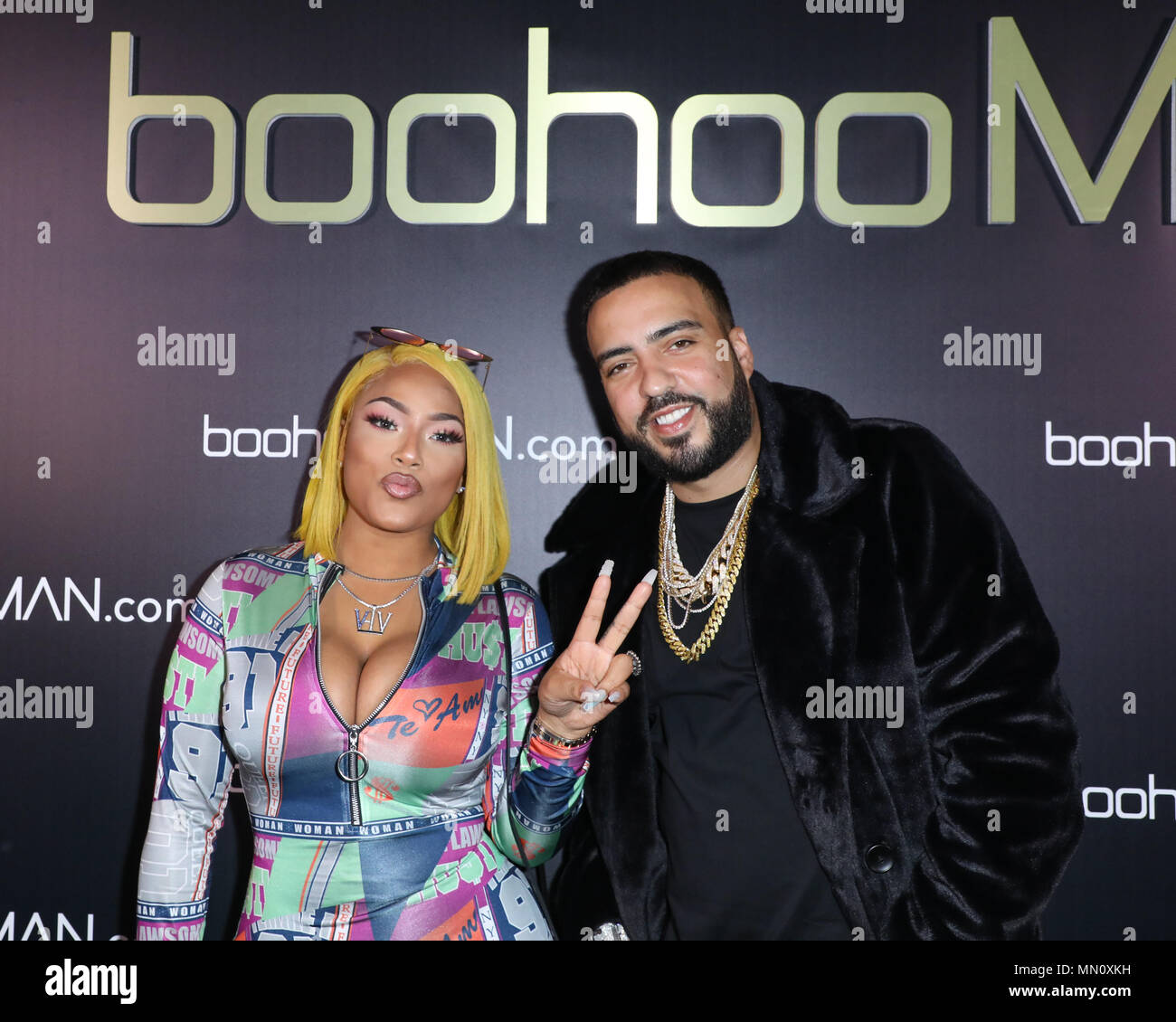 Französisches Montana BoohooMAN offiziellen Launch Party bei Poppy Nachtclub mit: Stefflon Don, Französisch Montana Wo: Los Angeles, Kalifornien, Vereinigte Staaten, wenn: 12 Apr 2018 Credit: Sheri Determan/WENN.com Stockfoto