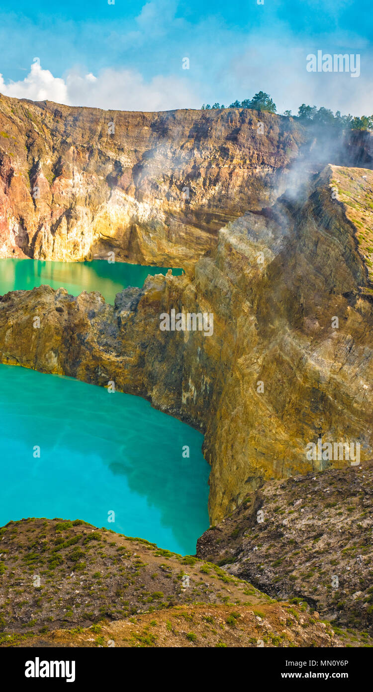 Kelimutu, bunte Kratern saure Seen, die in regelmäßigen Abständen ihre Farbe - Insel Flores, Indonesien ändern Stockfoto