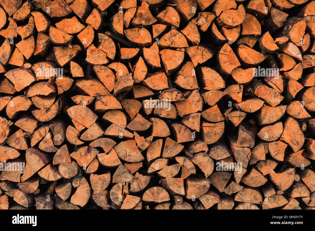 Abstrakte Holz- Hintergrund. Brennholz Kulisse. Schneiden von Holz Textur. Stockfoto