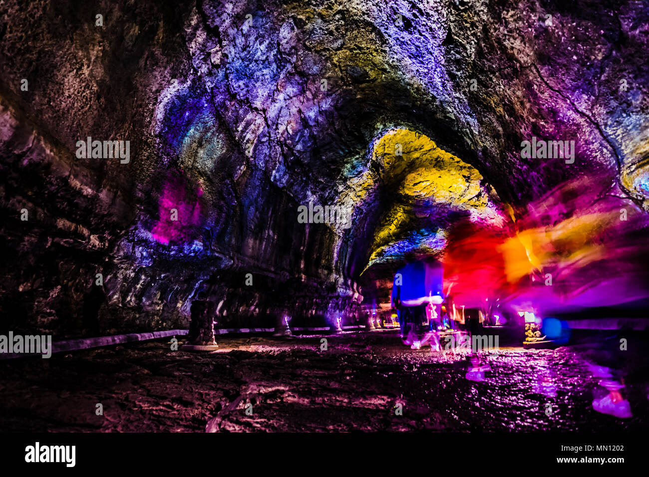 Die manjanggul Lavahöhle ist in Gimnyeong-ri, Gujwaeup, Jeju City. Es ist ein UNESCO Weltkulturerbe. Stockfoto