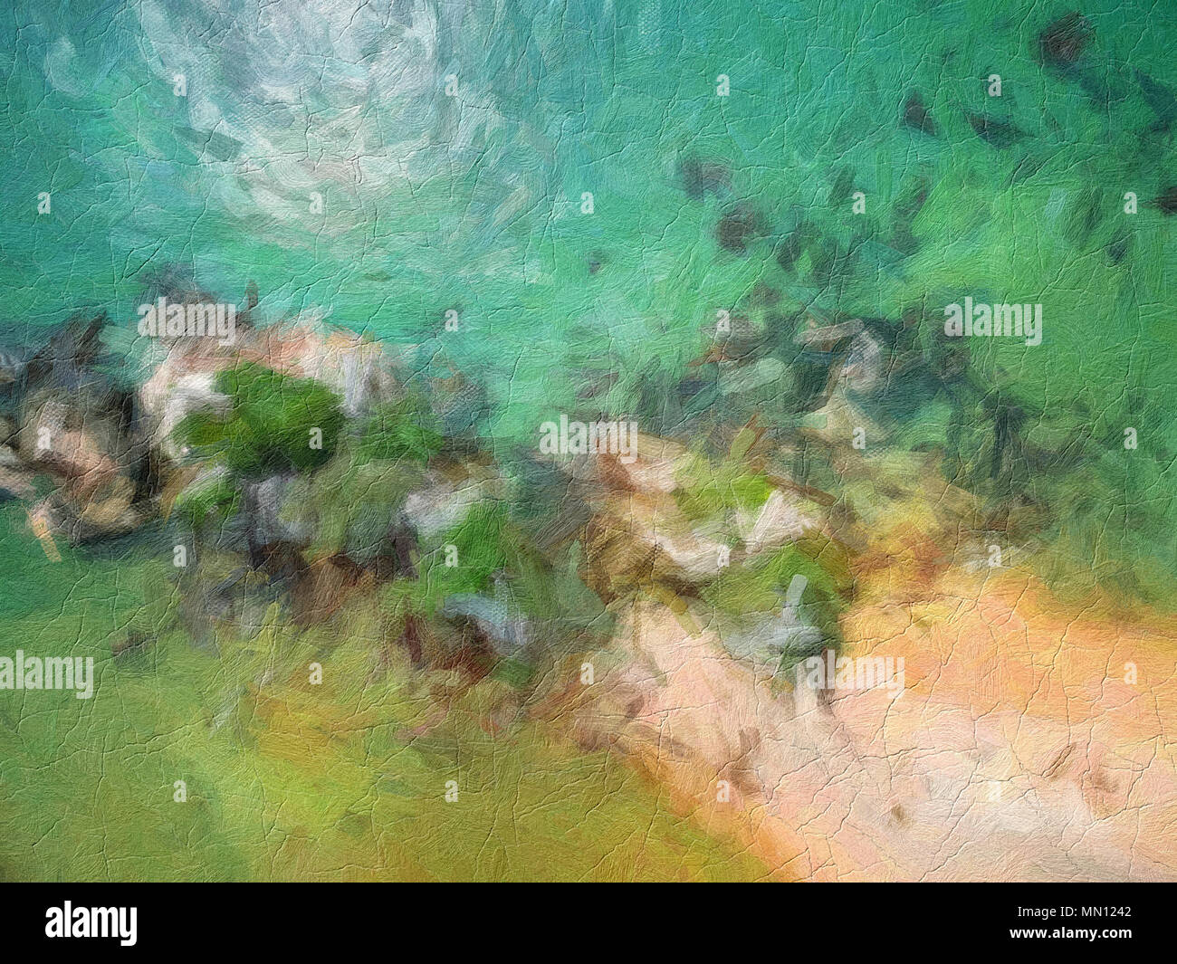 Abstrakte Digitale Öl Gemälde voller Textur und helle Farbe Stockfoto