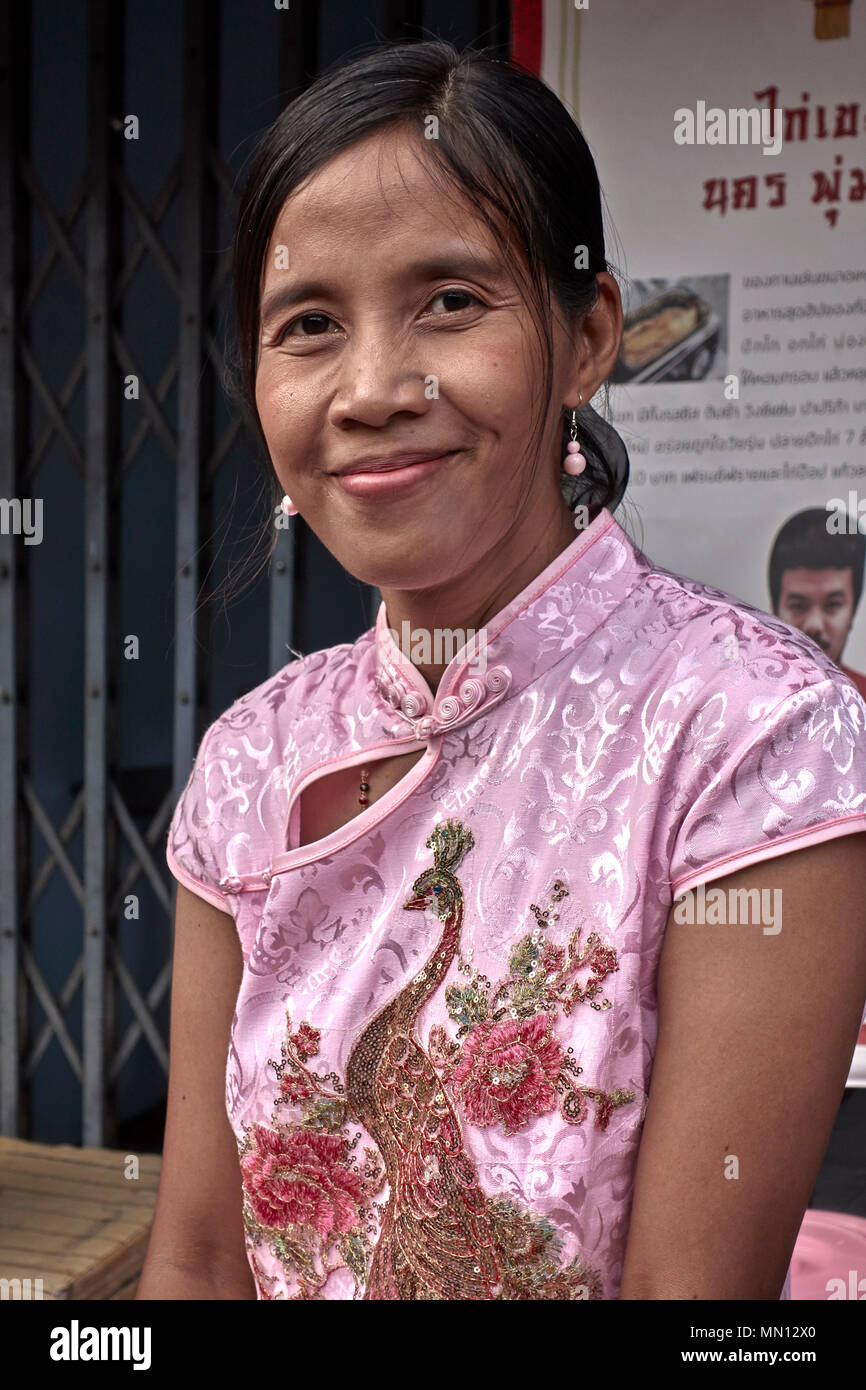 Portrait asiatische Frau, traditionelle chinesische Kleidung, China Town, Thailand, Stockfoto