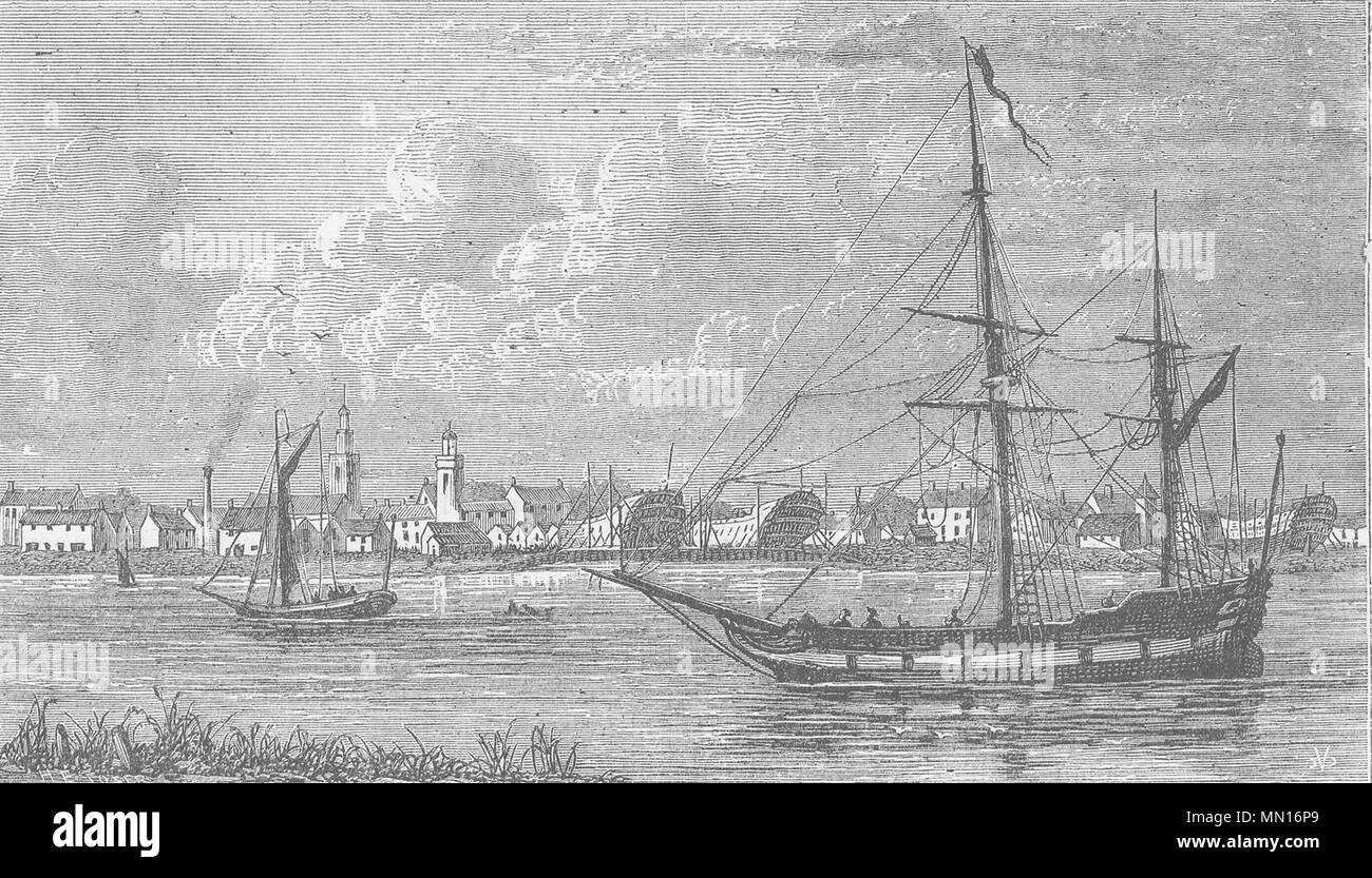 DEPTFORD. Die Royal Docks, Deptford; Ende des 17. Jahrhunderts. London c 1880 Stockfoto