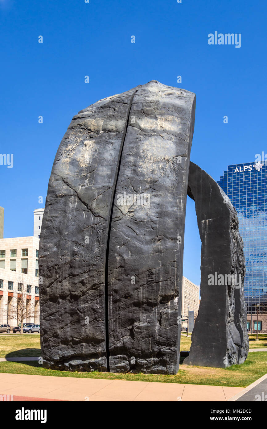 'Denver Monolithen" Skulptur von Beverly Pfeffer, Denver, Colorado, USA. Stockfoto