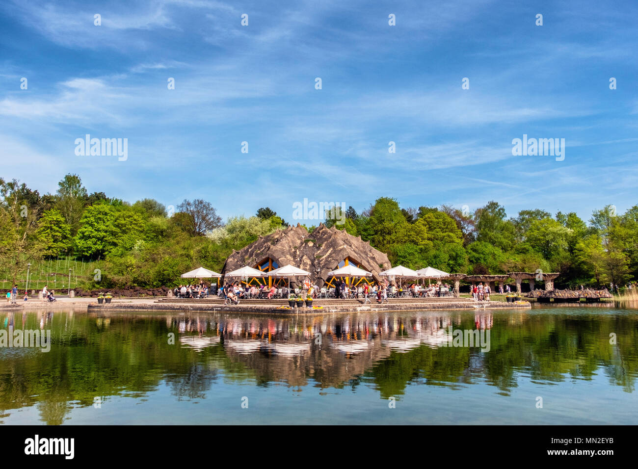 Britzer Garten Neukolln Berlin Deutschland 2018 Cafe Am See