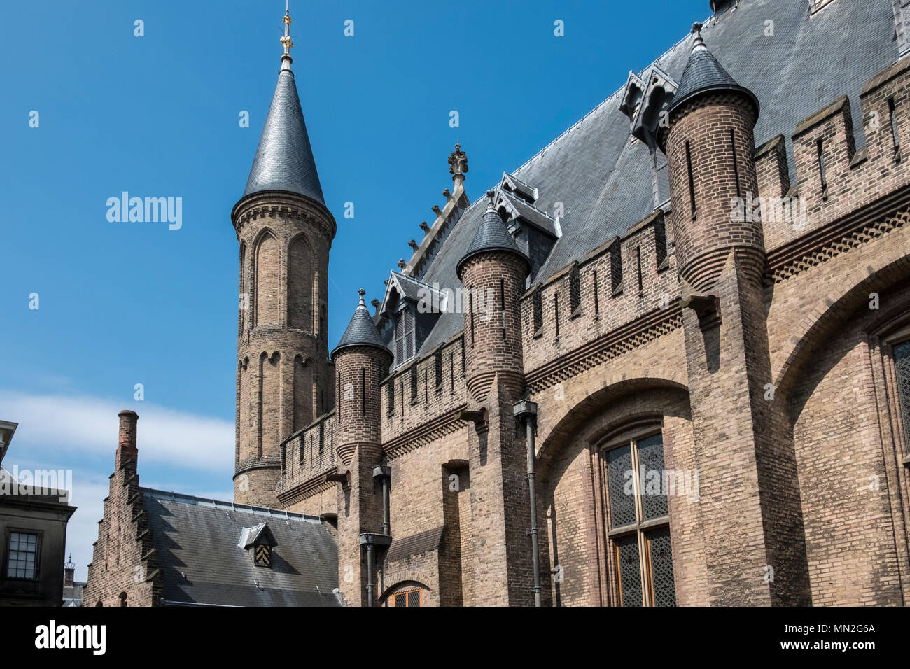 Architektur außen Details der Binnenhof Parlamentsgebäude, Den Haag (Den Haag), Niederlande. Stockfoto