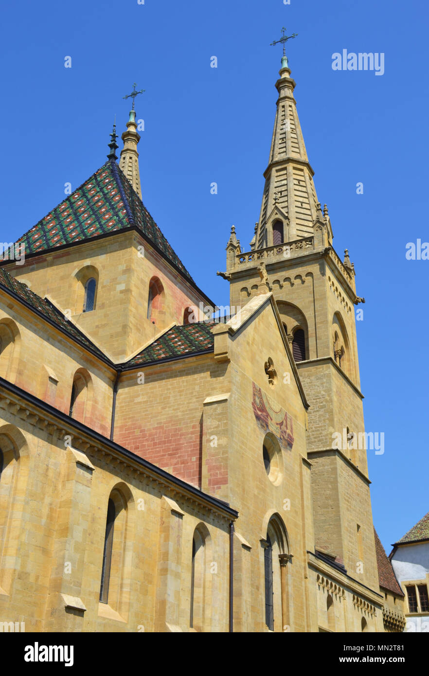 Die Stiftskirche von Neuchatel Stockfoto