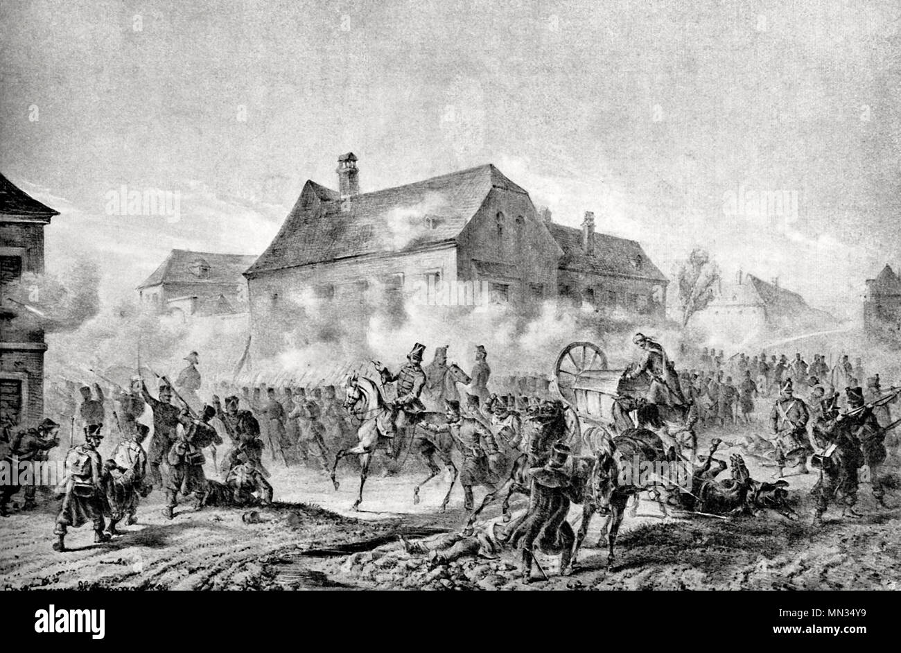 Schlacht von hatvan zwischen Ungarischen revolutionäre Armee und der habsburgischen Armee im Februar 4, 1849 Stockfoto