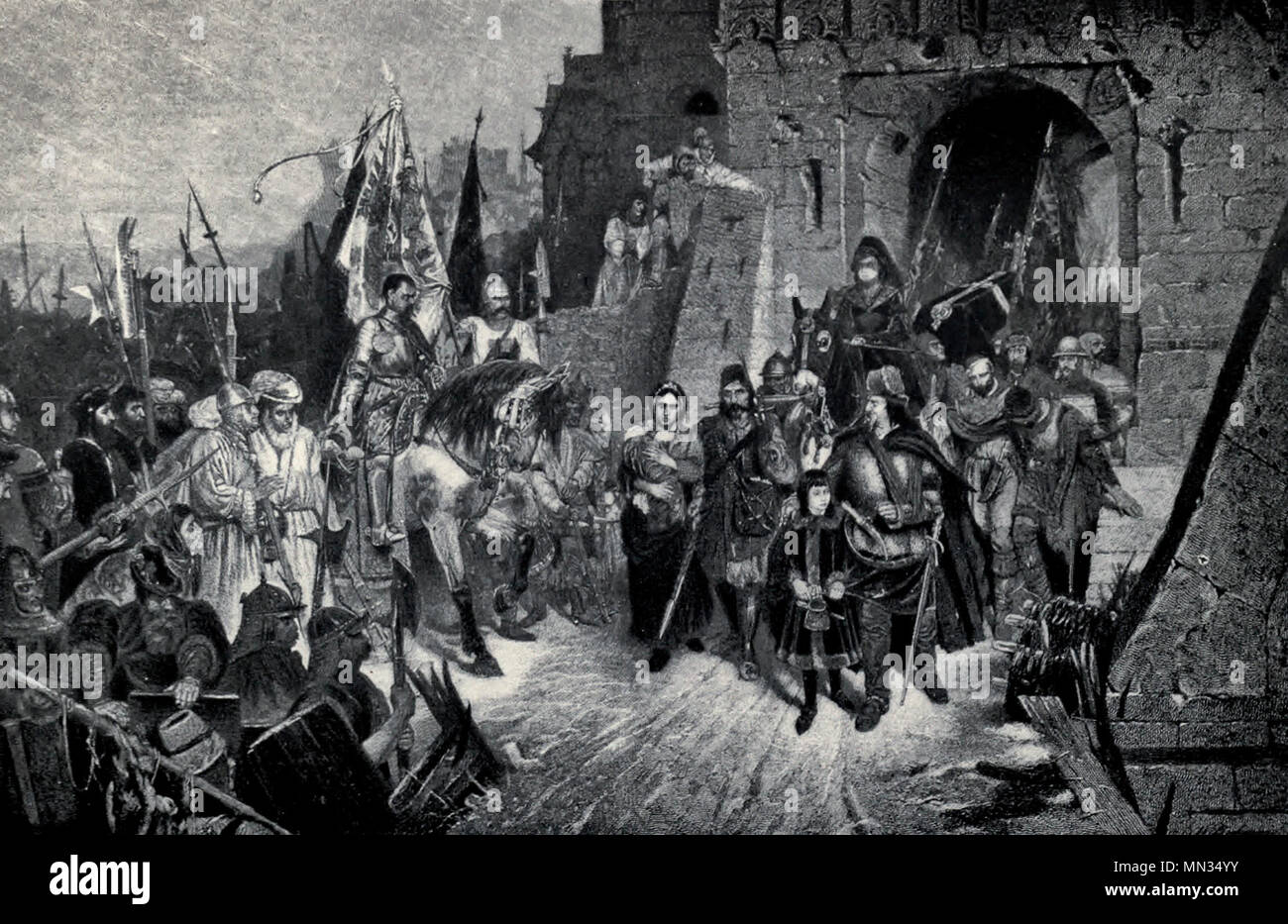 Der hussitischen Kriege - Übergabe einer Schlesischen Schloss zu Procopius die Große Stockfoto