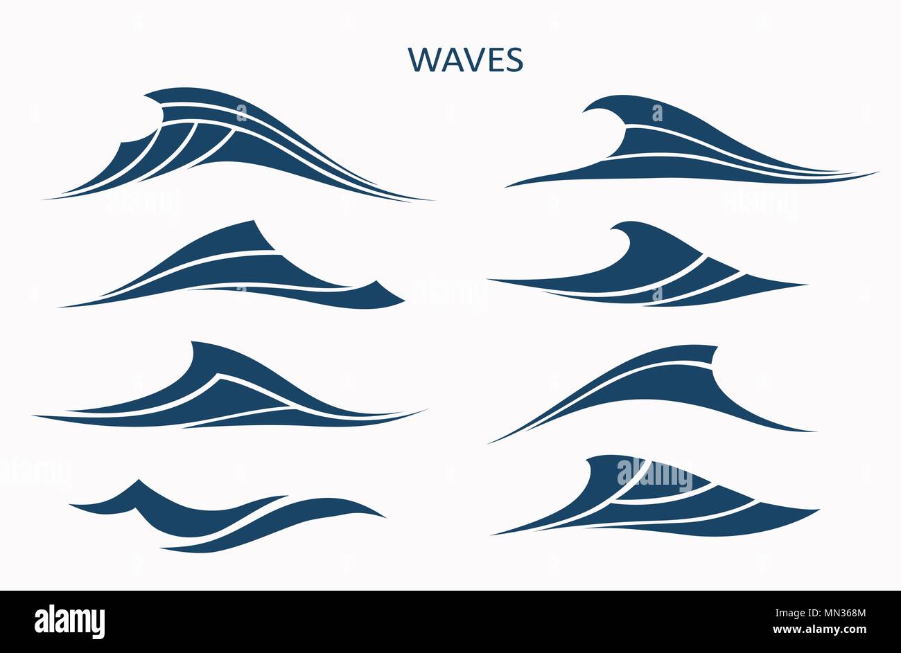 Marine Muster mit stilisierten blauen Wellen auf einem hellen Hintergrund. Wasser Welle Logo Design. Kosmetik Surf Sport Logo Konzept. Stock Vektor