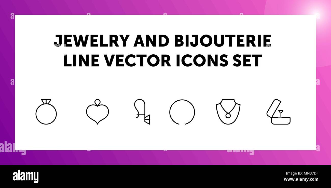 Der Vector Linear Symbole von Schmuck und Bijouterie auf weißem Hintergrund Stock Vektor