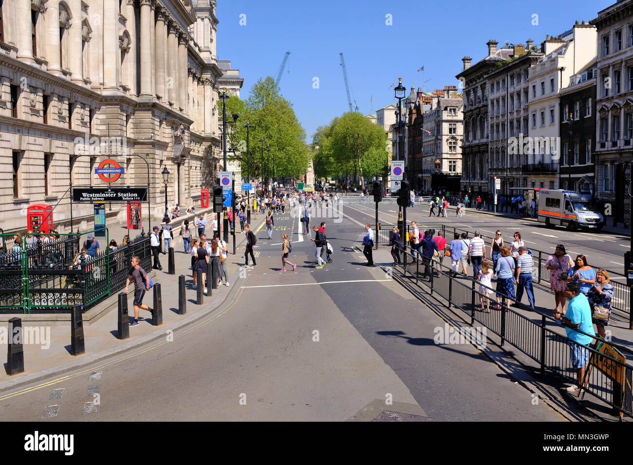 Westminster Station Parliament Street Westminster London Stockfoto
