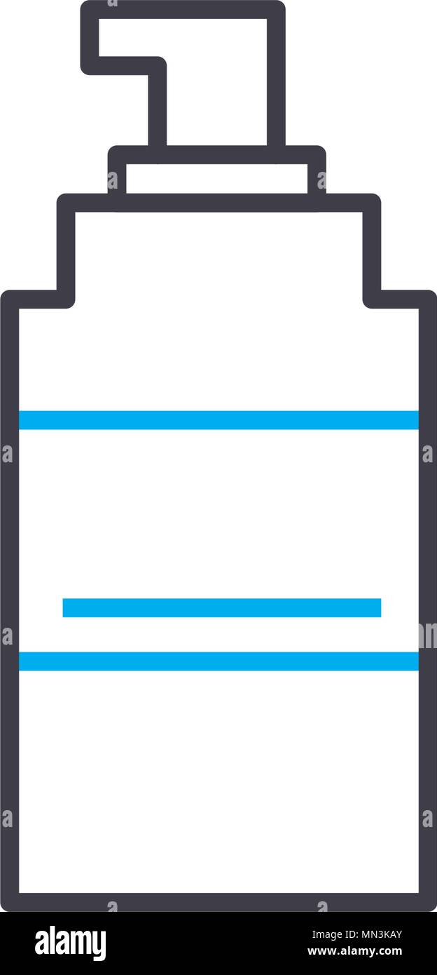 Desinfektionsmittel Vektor dünne Linie Schlaganfall Symbol. Desinfektionsmittel Umrisse Illustration, lineare Zeichen, Symbol Konzept. Stock Vektor