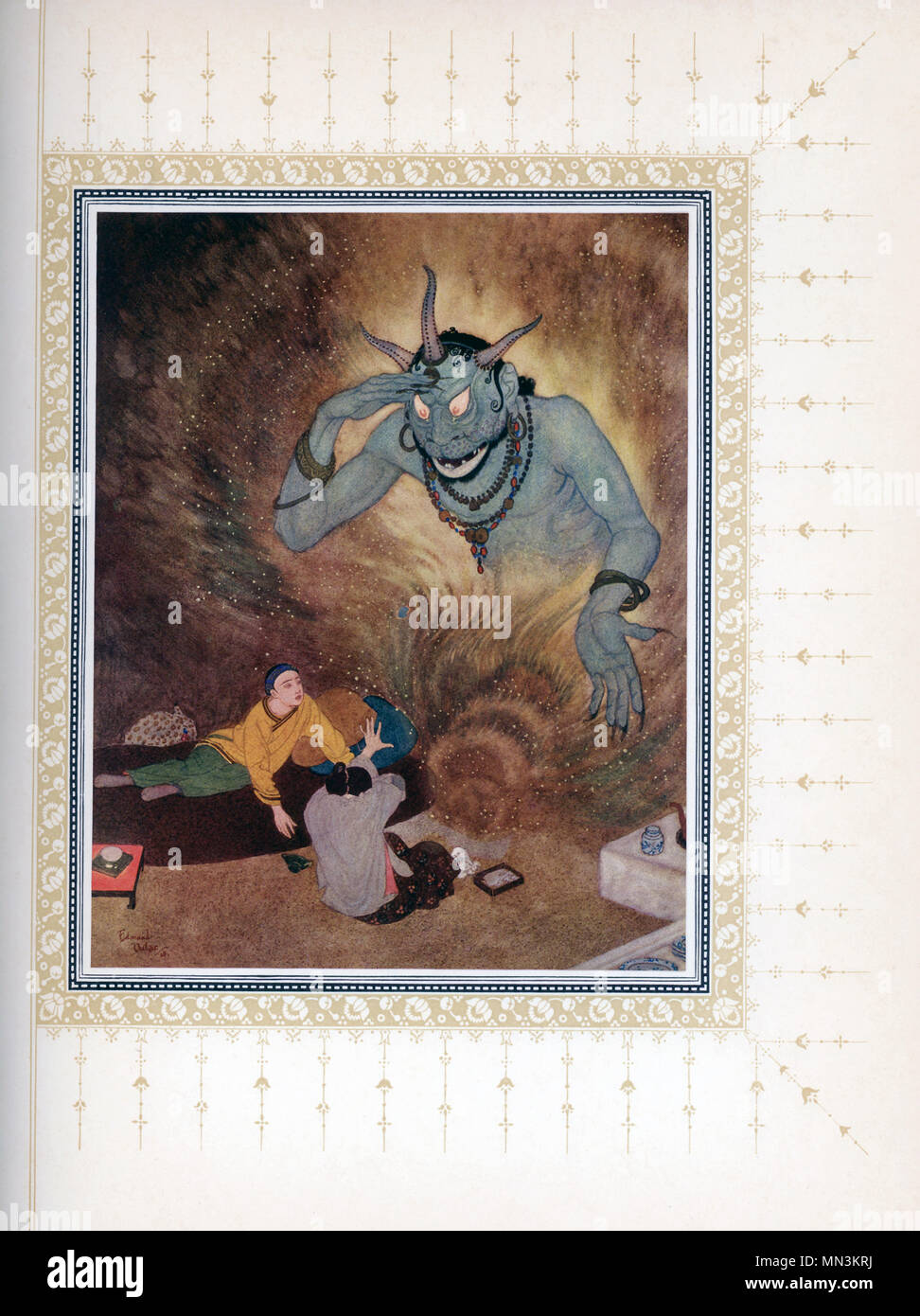 Diese frühen 1900s Abbildung zeigt Aladdin und die Efrite. Die Geschichte  ist eine märchens und entstand wahrscheinlich in den Nahen Osten. Seine  Geschichte ist oft verbunden mit und/oder in den Tausend und