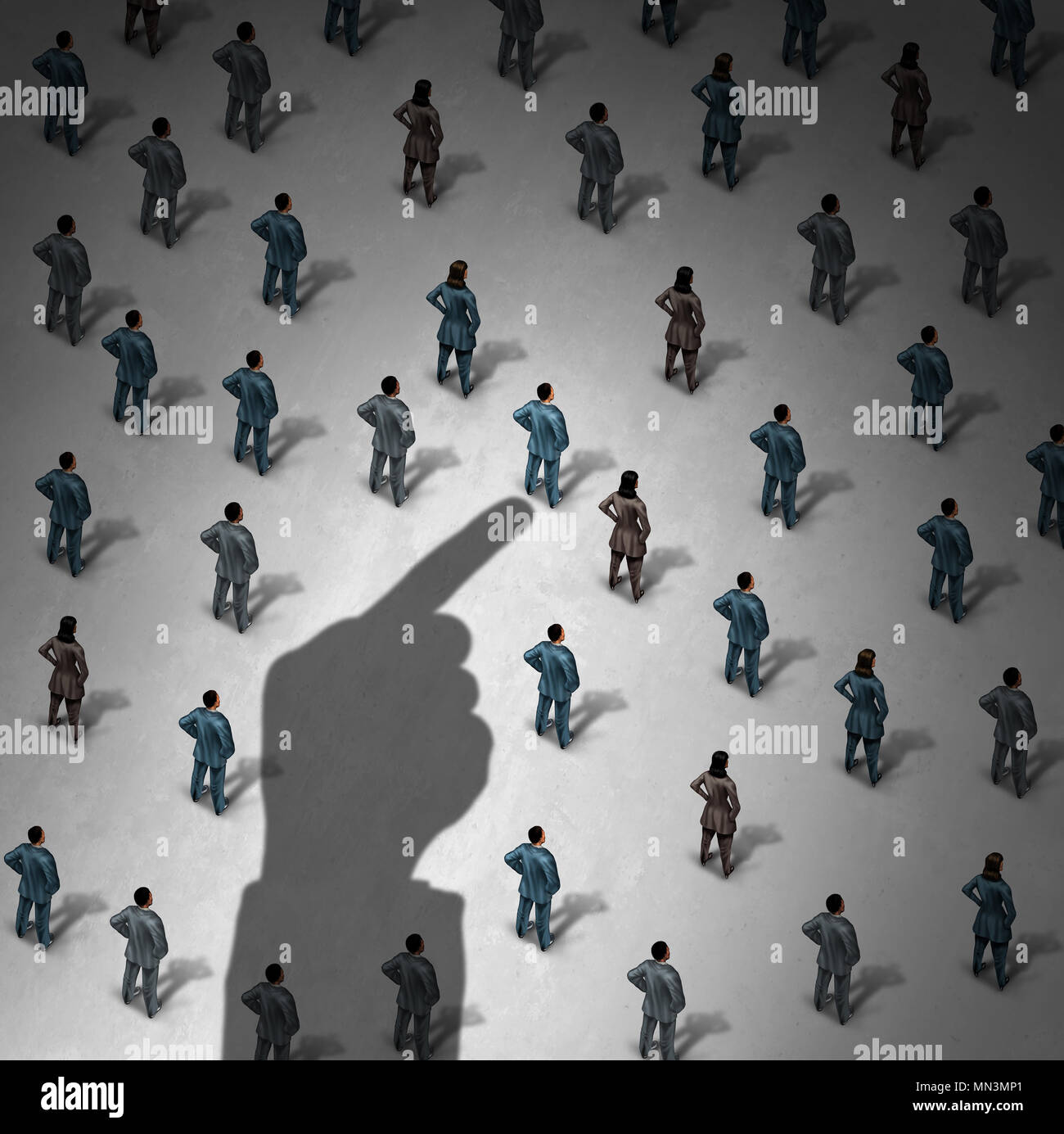 Wirtschaftskriminalität Verhaftung als Regierung oder Recht hand Fangen eines Unternehmens oder einer politischen Kriminellen in einer 3D-Darstellung. Stockfoto