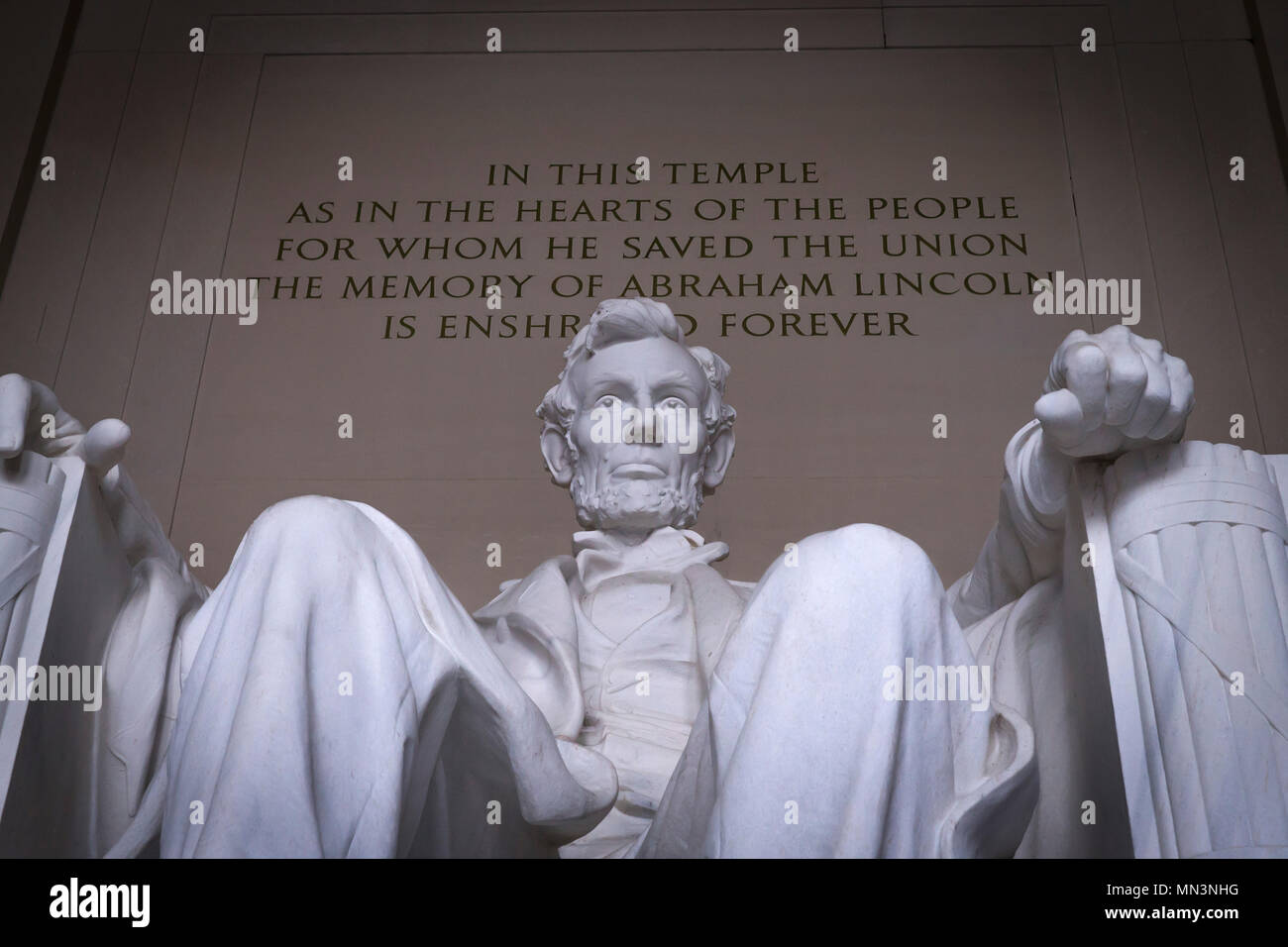 Statue von Präsident Abraham Lincoln, Lincoln Memorial, Washington DC, USA, Nordamerika, Stockfoto