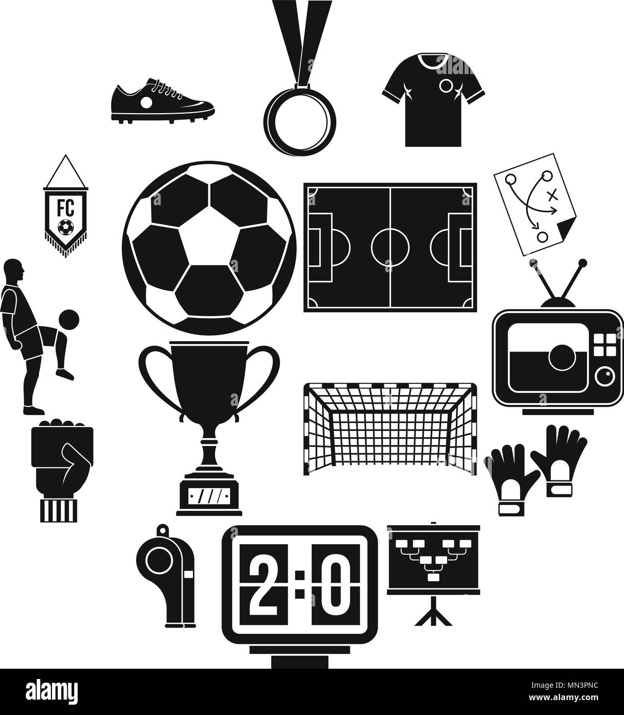 Fußball-Fußball-Symbole, einfachen Stil Stock-Vektorgrafik - Alamy