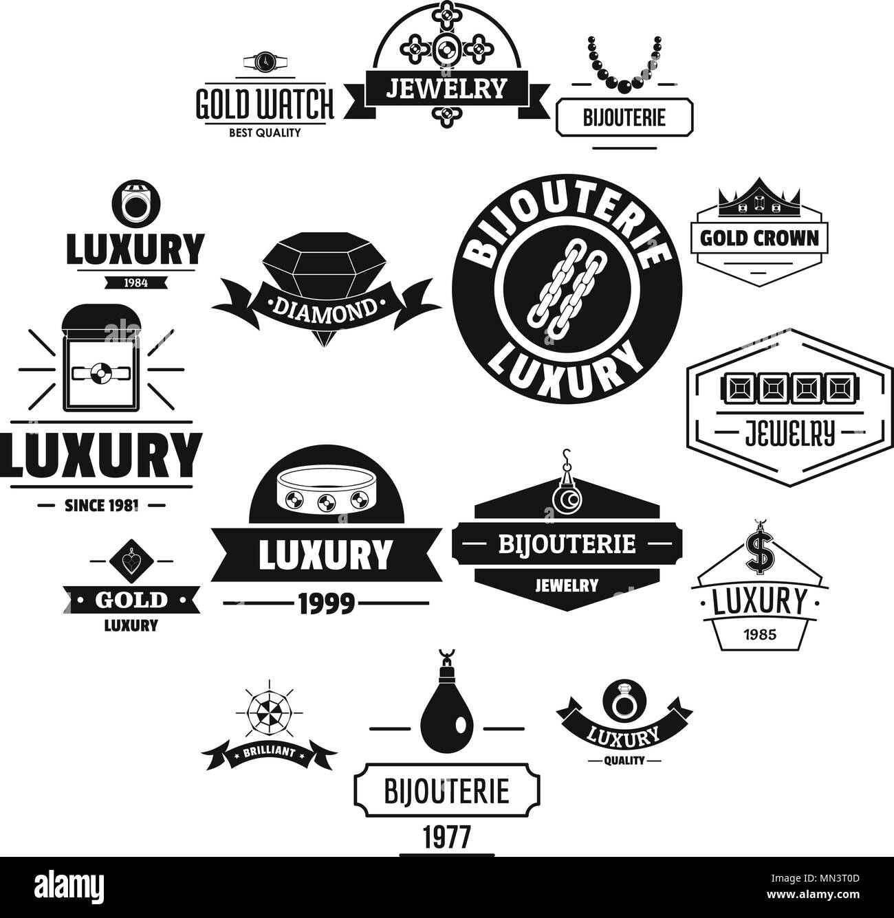 Luxus logo Symbole gesetzt, einfachen Stil Stock Vektor