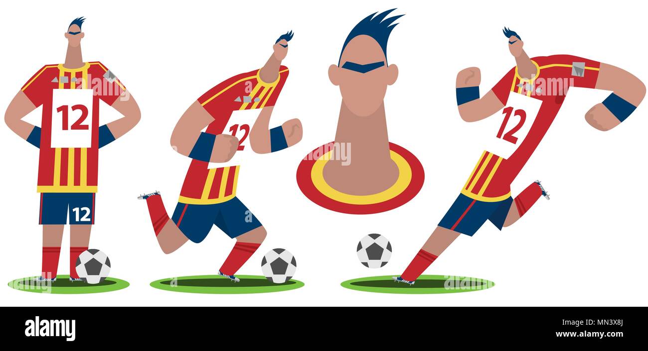 Eingestellt von stilisierten Fußball oder Soccer player in verschiedenen Situation, steht, läuft, Kick ball Stock Vektor