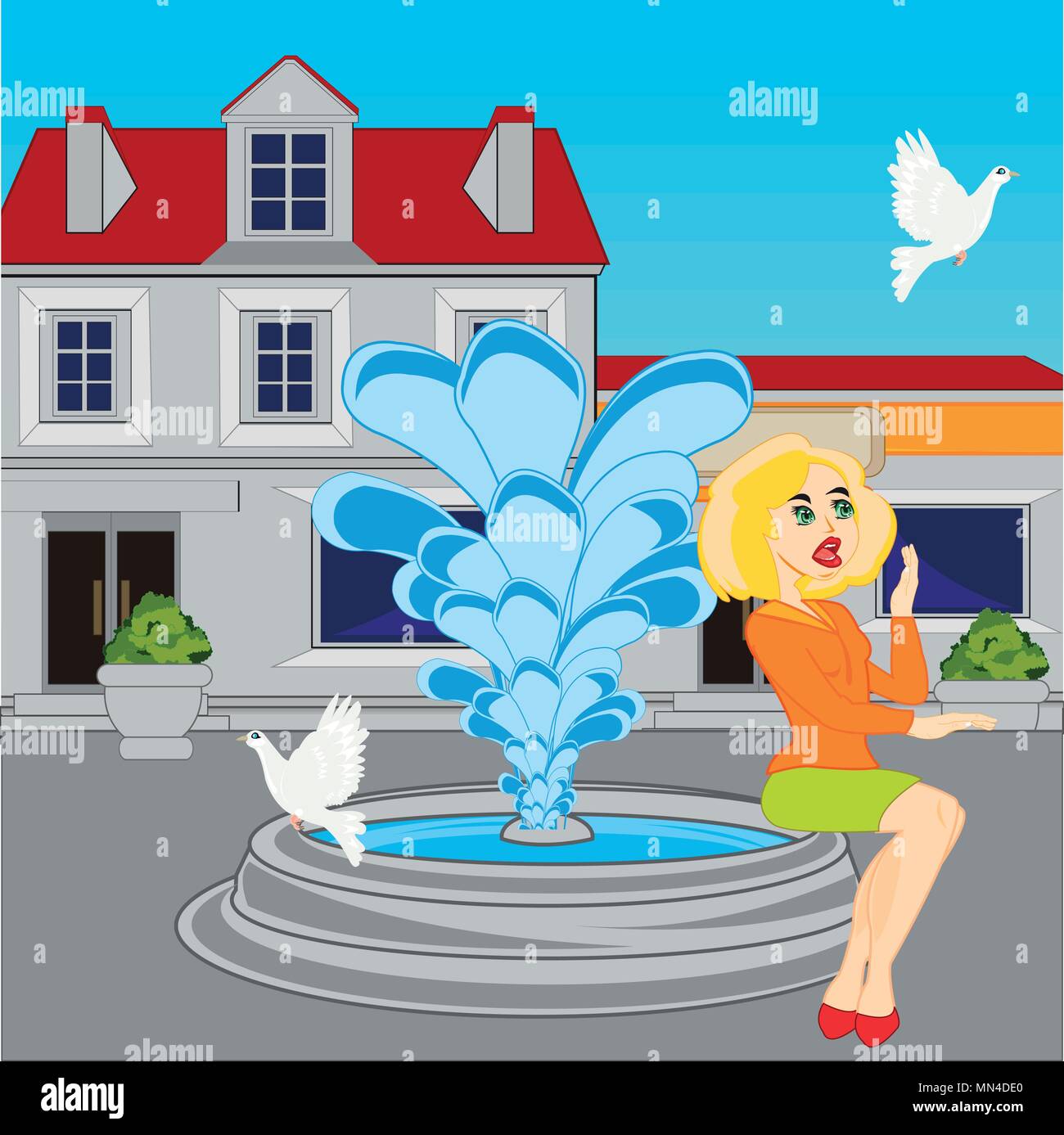 Brunnen in der Stadt Stock Vektor