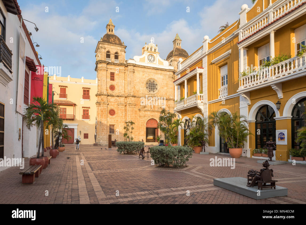 Plaza San Pedro Claver, der Altstadt, Cartagena, Kolumbien Stockfoto